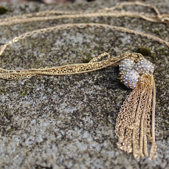 Unknown Jewelry - [5/$25] Gold Tone Multistrand Long Chain Necklace